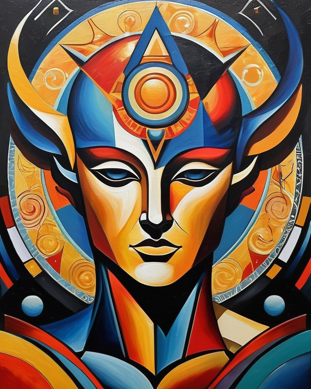 Cubistic representation of a resolute mind, through meditation practice.