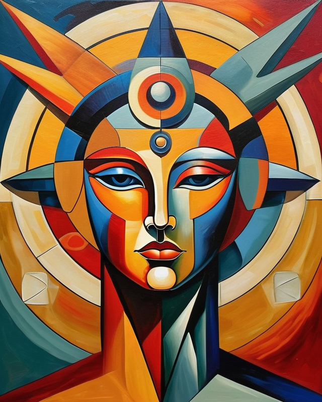 Cubistic representation of emotional control as result of meditation.