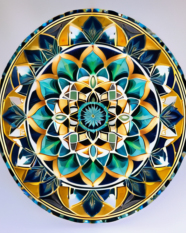 A teal, gold, and sapphire mandala of flowering sacred symmetry, reflecting vibrant creativity, self-actualization, and the luminous pulse of feminine emergence.