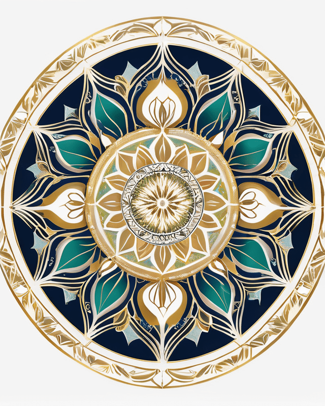 A radiant green and gold mandala blooming like a lotus against a midnight backdrop, symbolizing refined intuition, grace, and the elegant emergence of the Daughter Principle from within the Tree of Life.